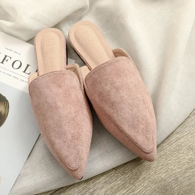 Elegant Suede Mules With Pointed Toe