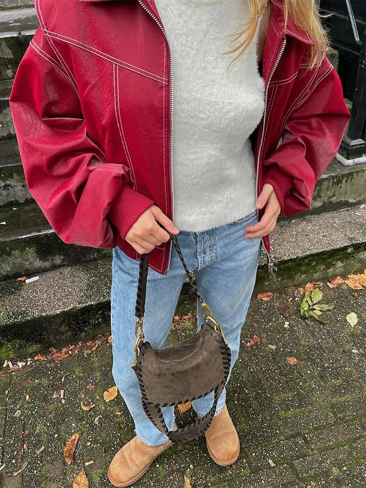 Lysse | Red Vintage Leather Jacket for Women