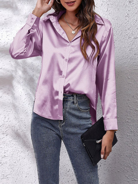 Long-sleeved silk shirt