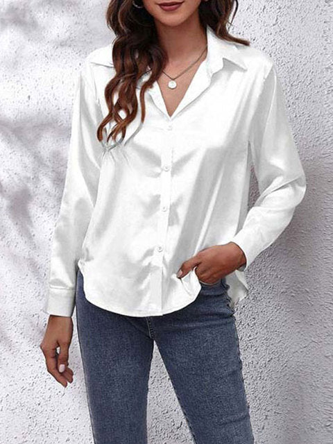 Long-sleeved silk shirt