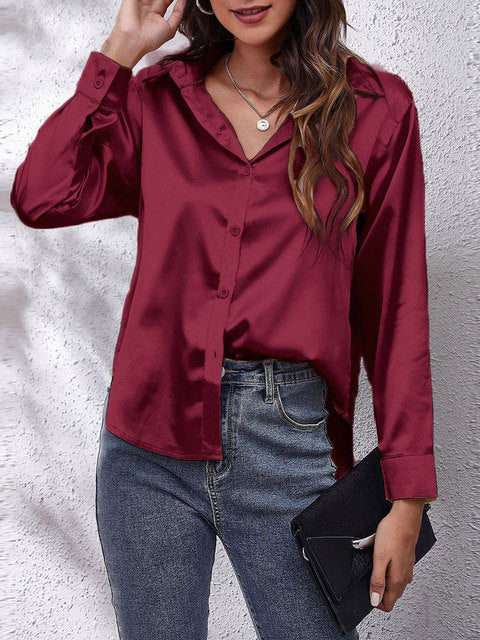 Long-sleeved silk shirt