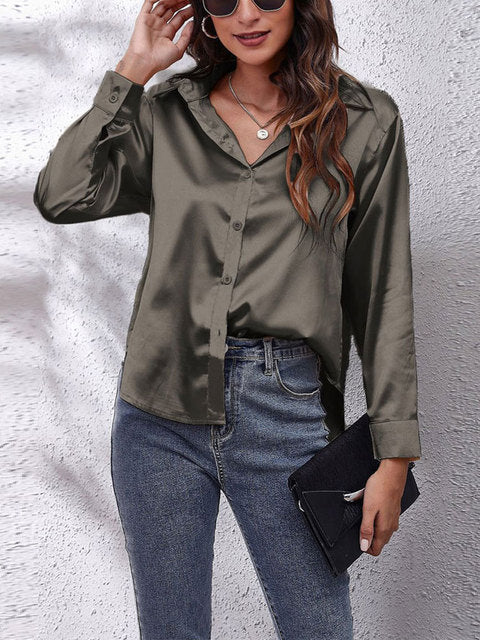 Long-sleeved silk shirt