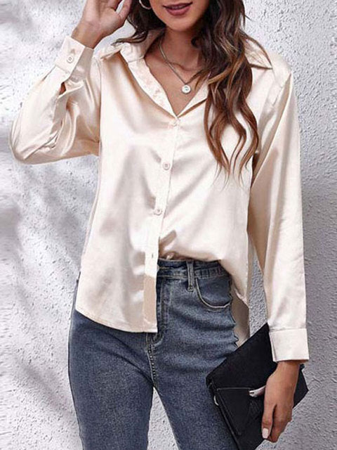Long-sleeved silk shirt