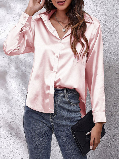 Long-sleeved silk shirt