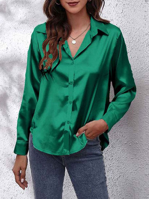 Long-sleeved silk shirt
