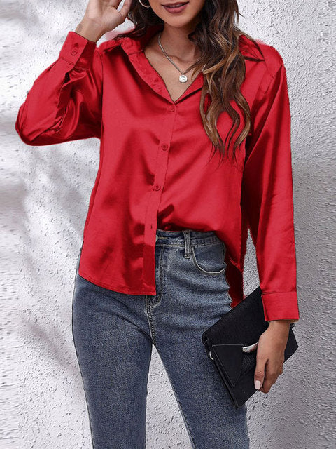 Long-sleeved silk shirt