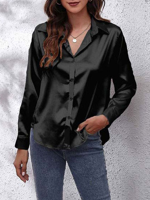 Long-sleeved silk shirt