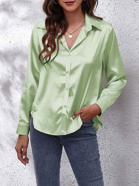Long-sleeved silk shirt