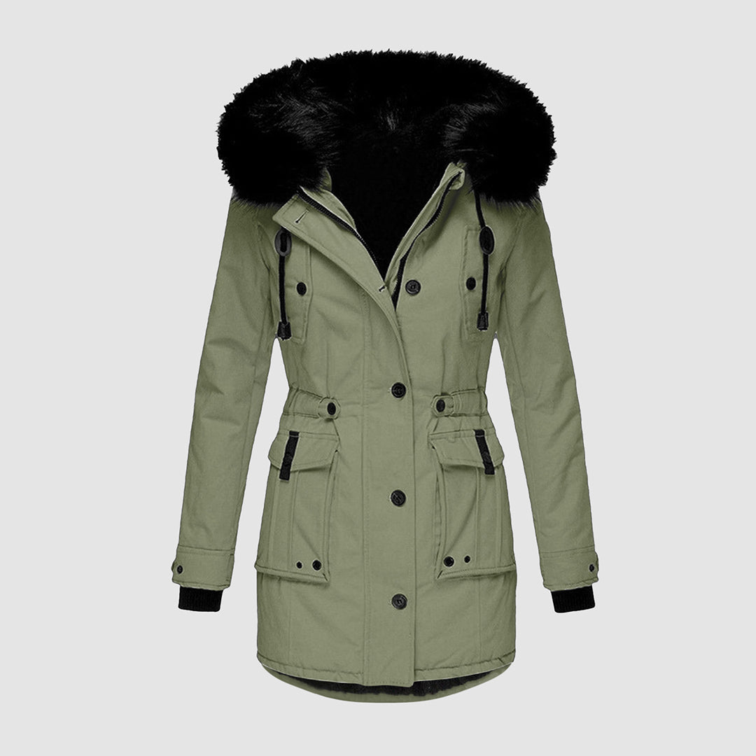 Waterproof winter jacket with hood for women