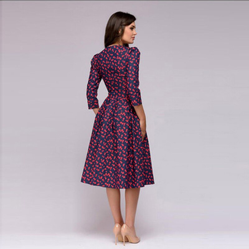 Floral Dress Three Quarter Sleeves