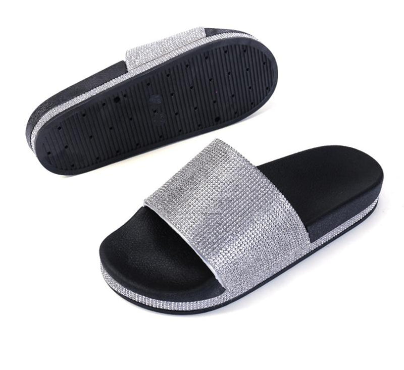 Crystal Diamond Slides with Embellishment Sandals