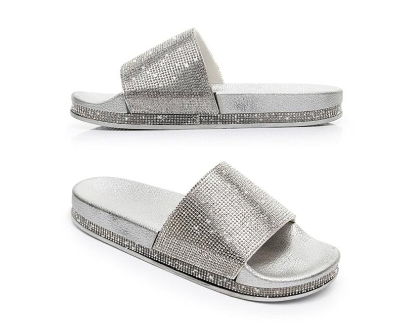 Crystal Diamond Slides with Embellishment Sandals