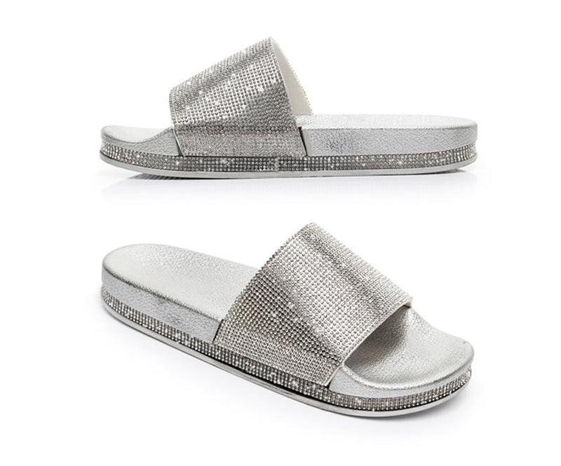 Crystal Diamond Slides with Embellishment Sandals