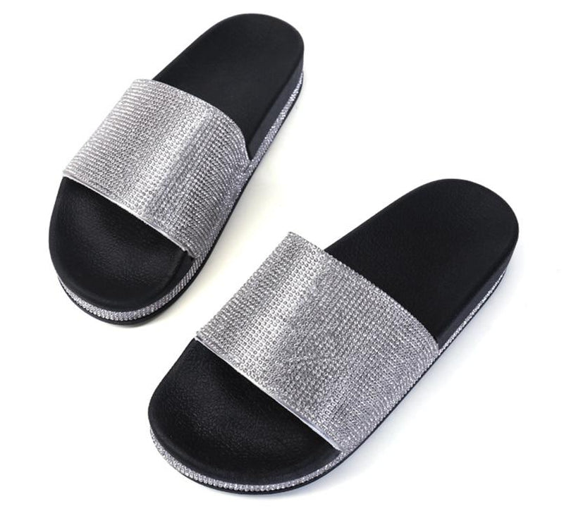 Crystal Diamond Slides with Embellishment Sandals