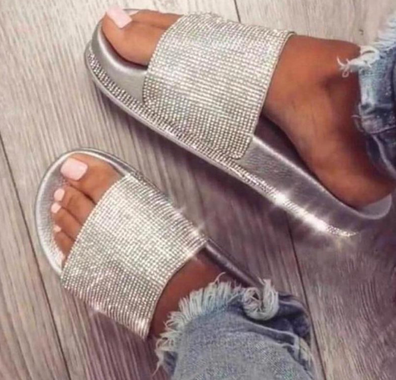 Crystal Diamond Slides with Embellishment Sandals