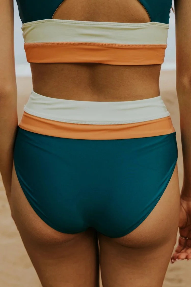 Colorblock Cut Back Bikini Set