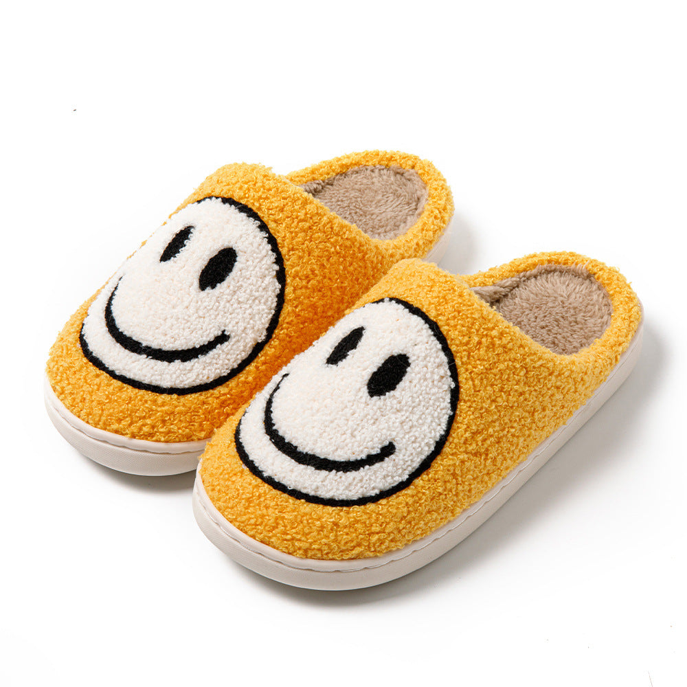 Large Smiley Pattern Fur Slippers