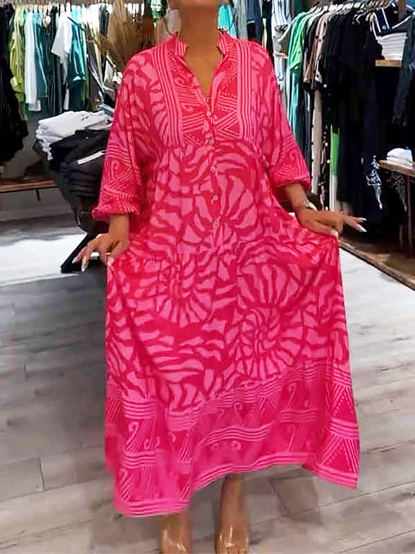 Stylish Maxi Dress With Twirl and Zigzag Pattern for Women