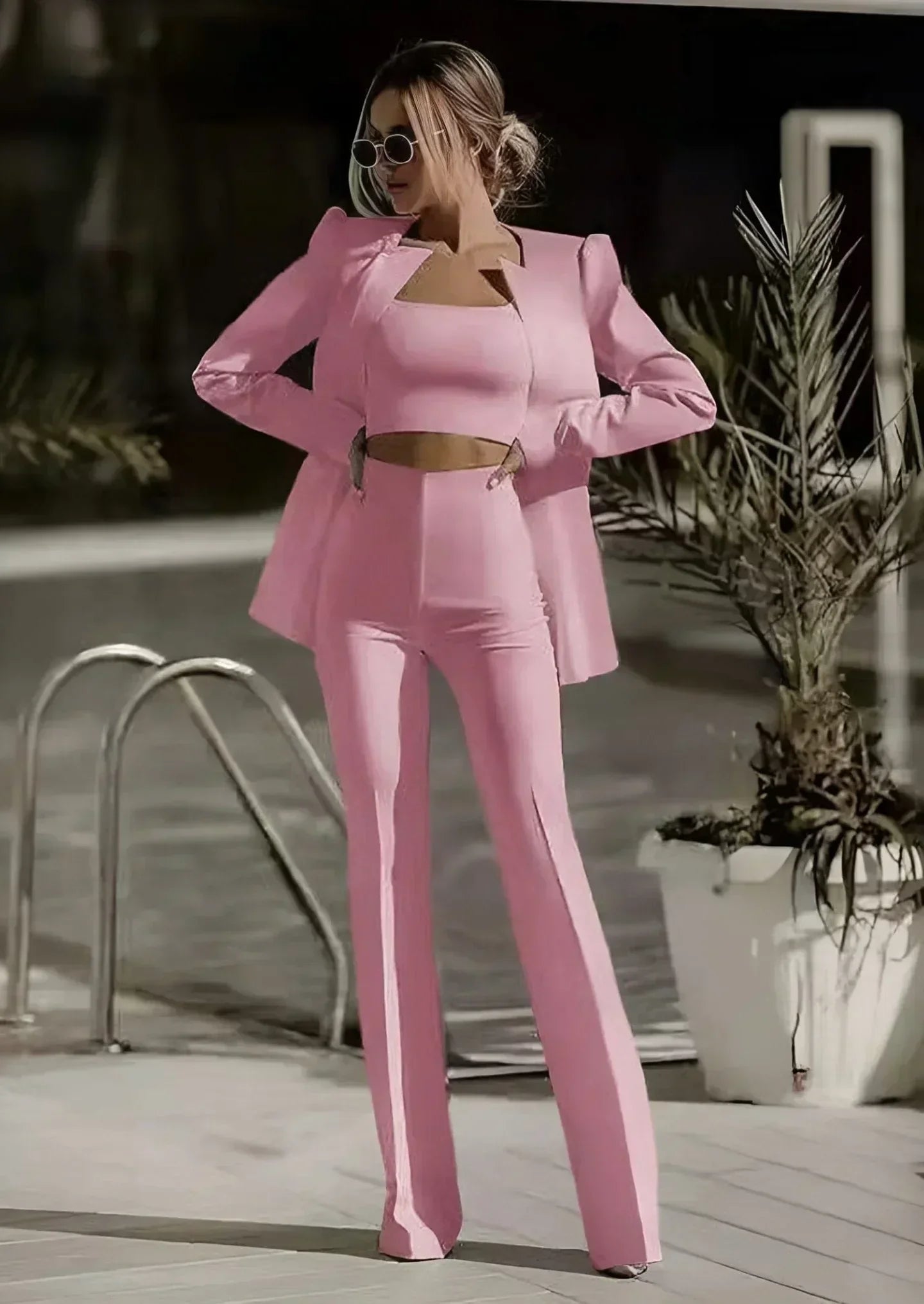 Stylish 3-Piece Set (Blazer, Top, Pants)