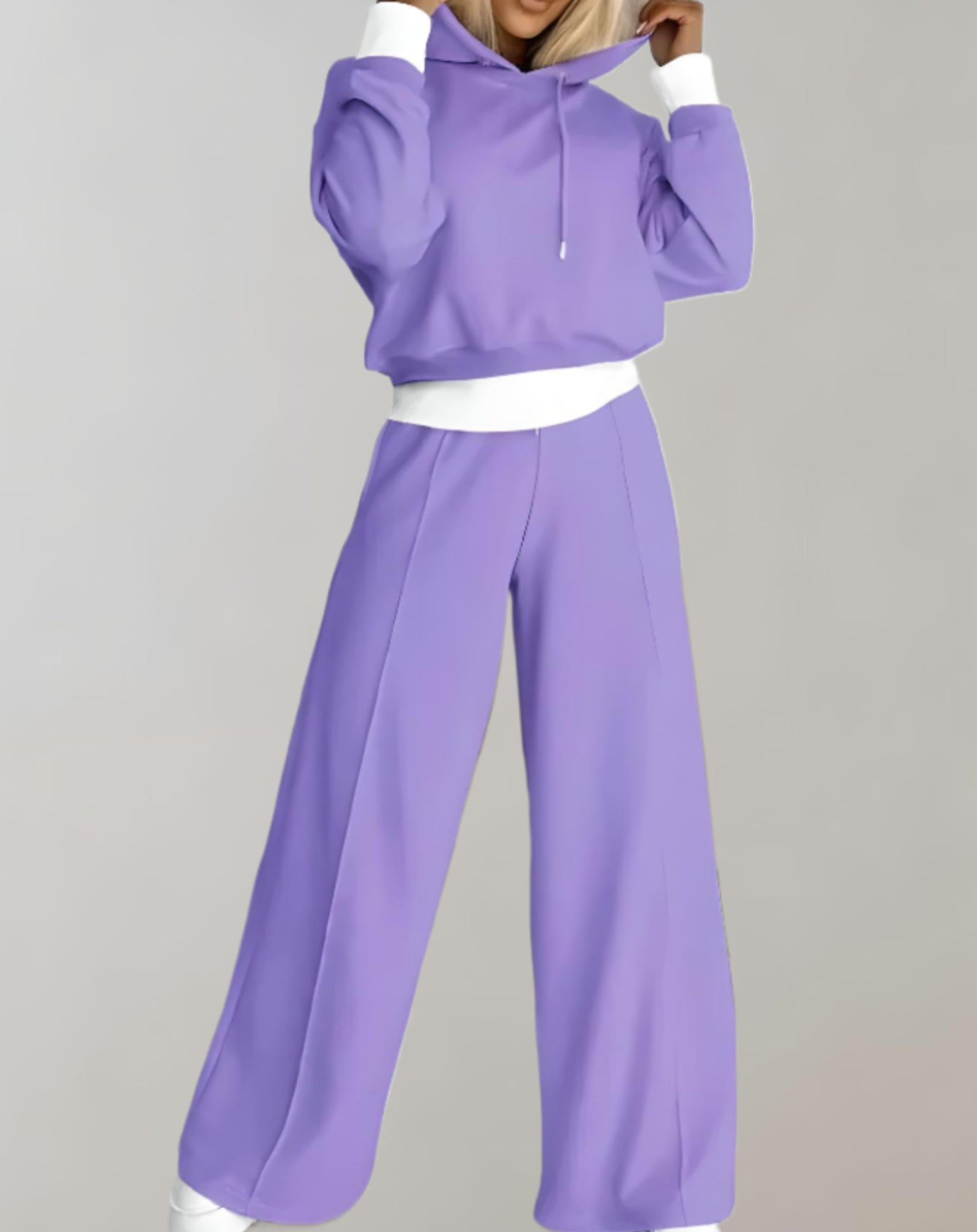 Lysse | Delige Set of a two-tone hoodie and wide-leg pants