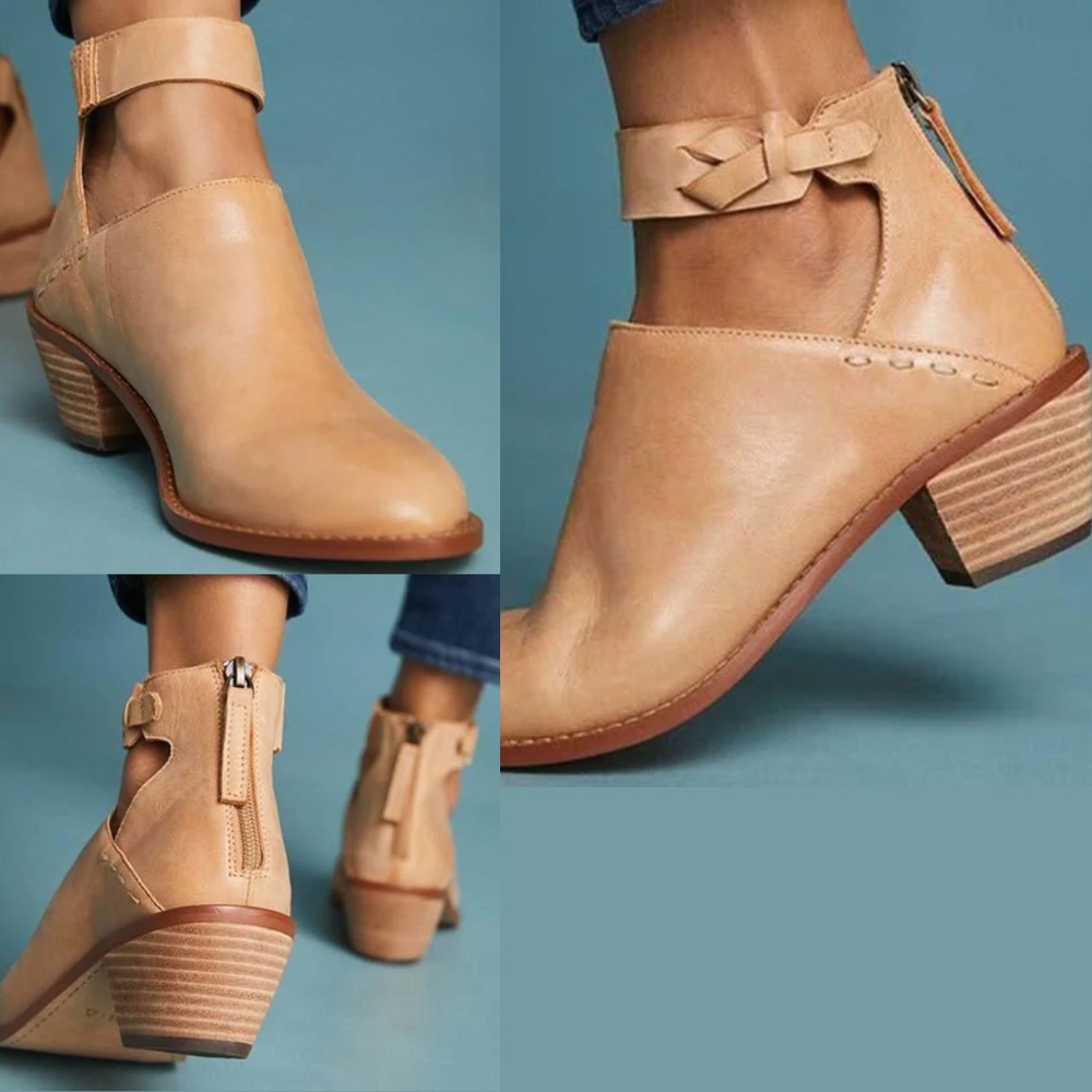 Comfortable Women's Shoes With Heel and Zipper.