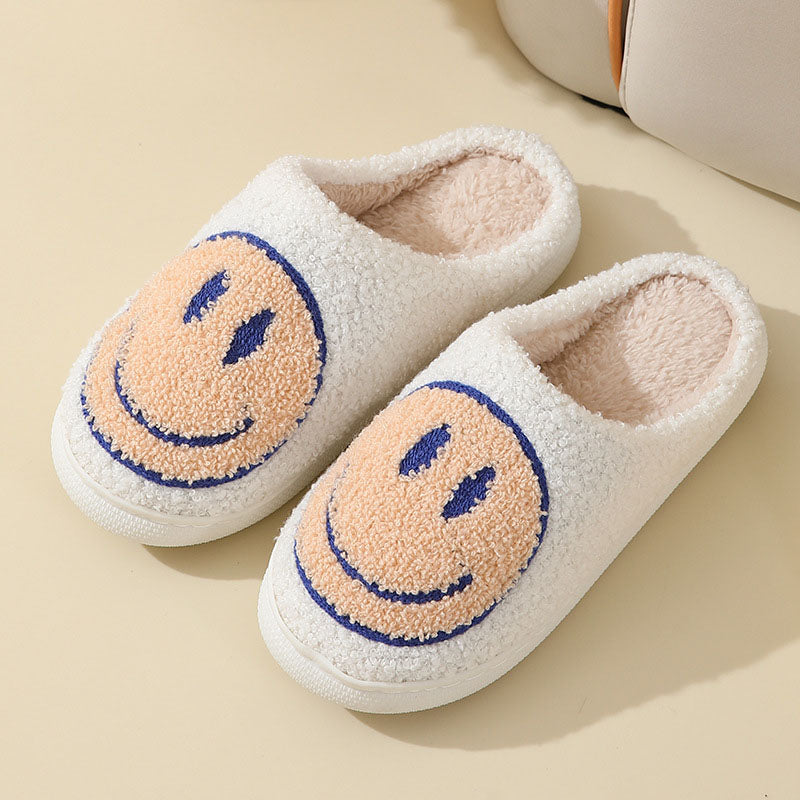 Large Smiley Pattern Fur Slippers