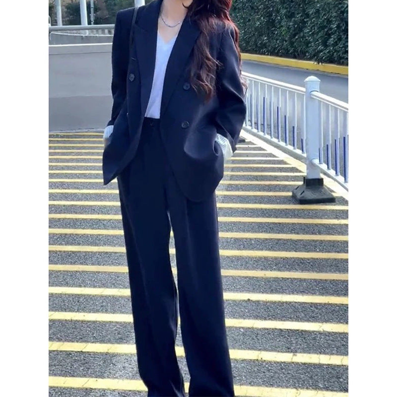 Women Double-breasted Tailored Suit Set