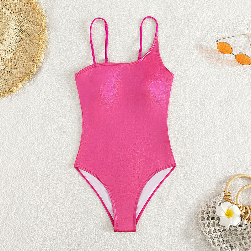 Women Shimmering Strappy Swimsuit One Piece