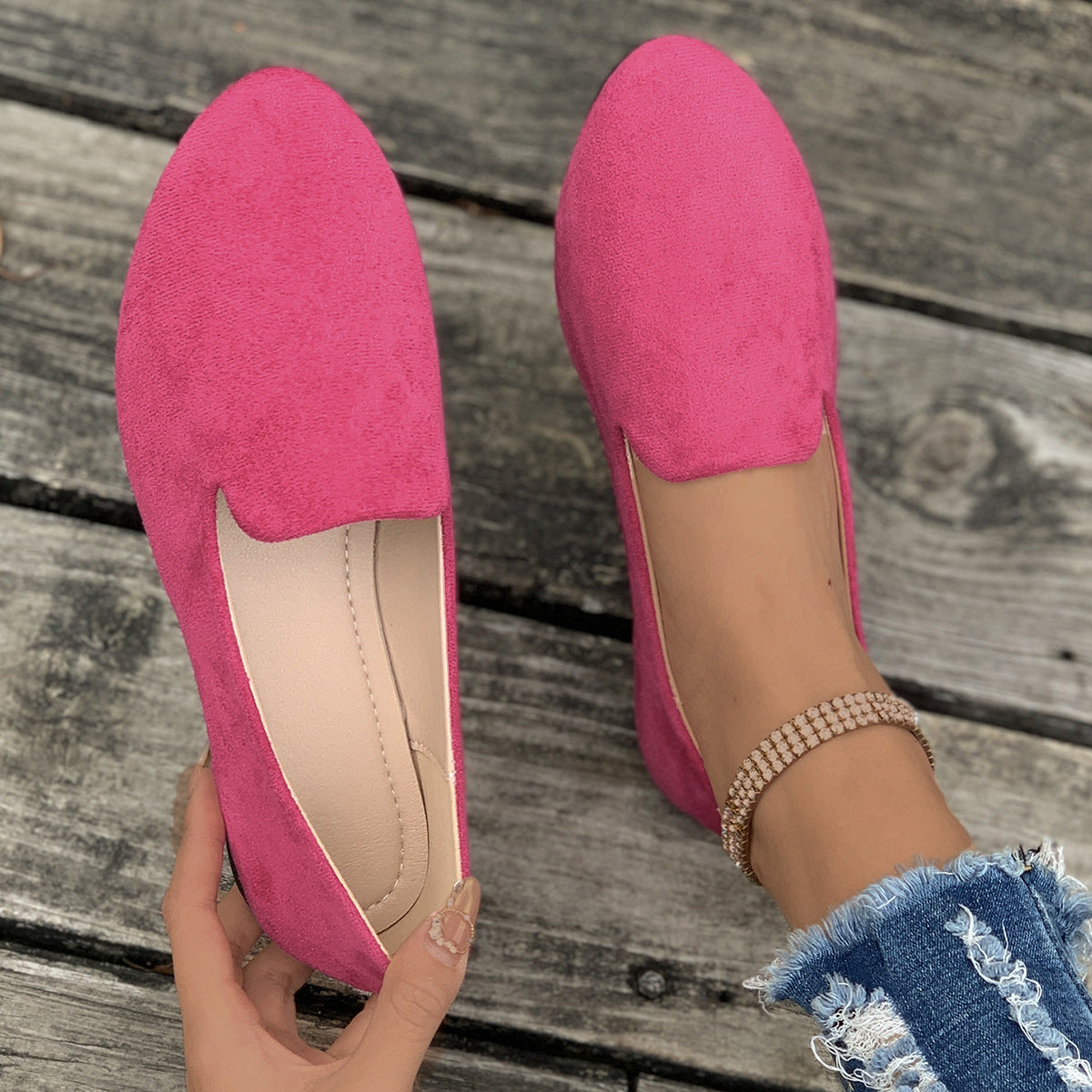 Ladies comfortable slippers in elegant design with soft surface texture