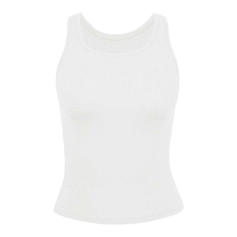Women's form-fitting ribbed top with breathable mesh structure