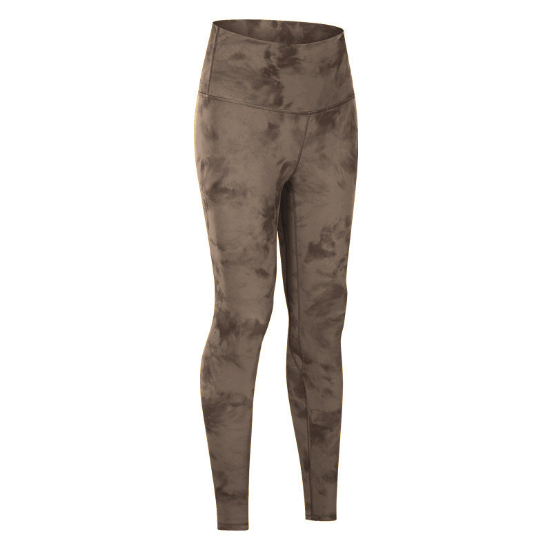 Women's sports leggings with high waistband and stylish batik design