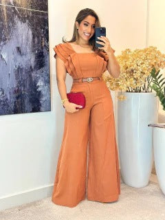 Ladies elegant jumpsuit with voluminous ruffle details