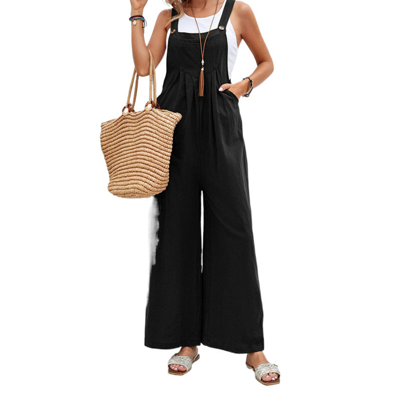 Women's wide dungarees with a casual cut and sophisticated details