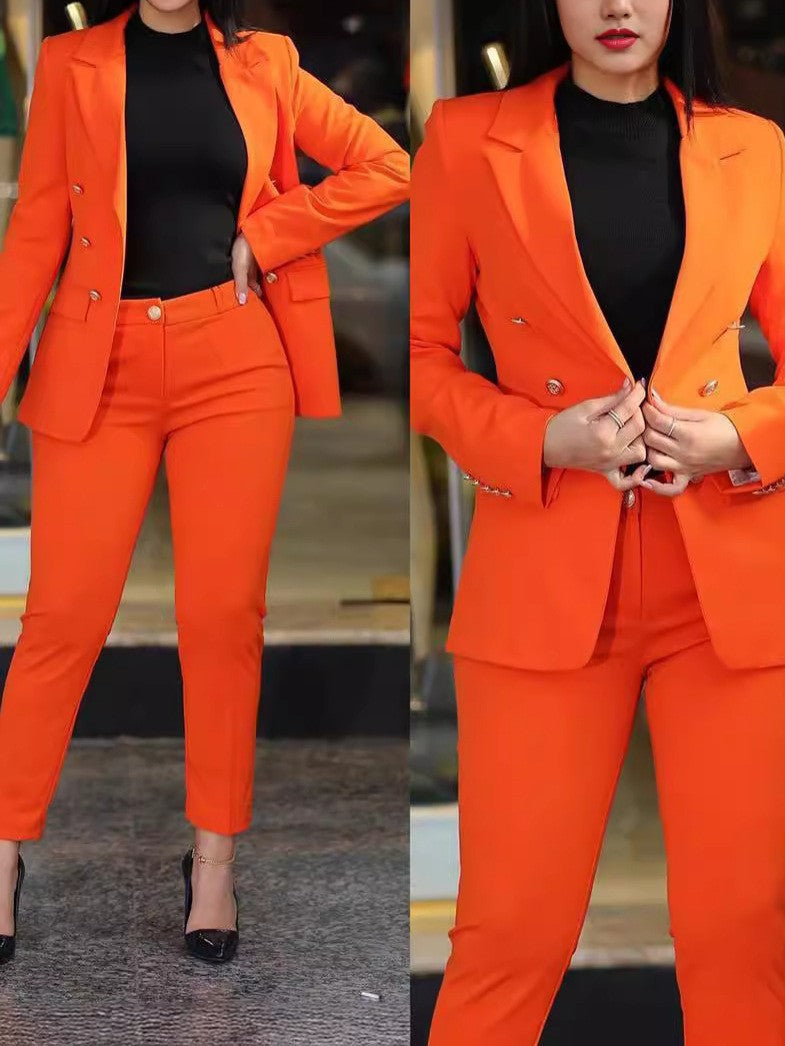 Women's Elegant Suit Set with Tailored Blazer and Slim Pants
