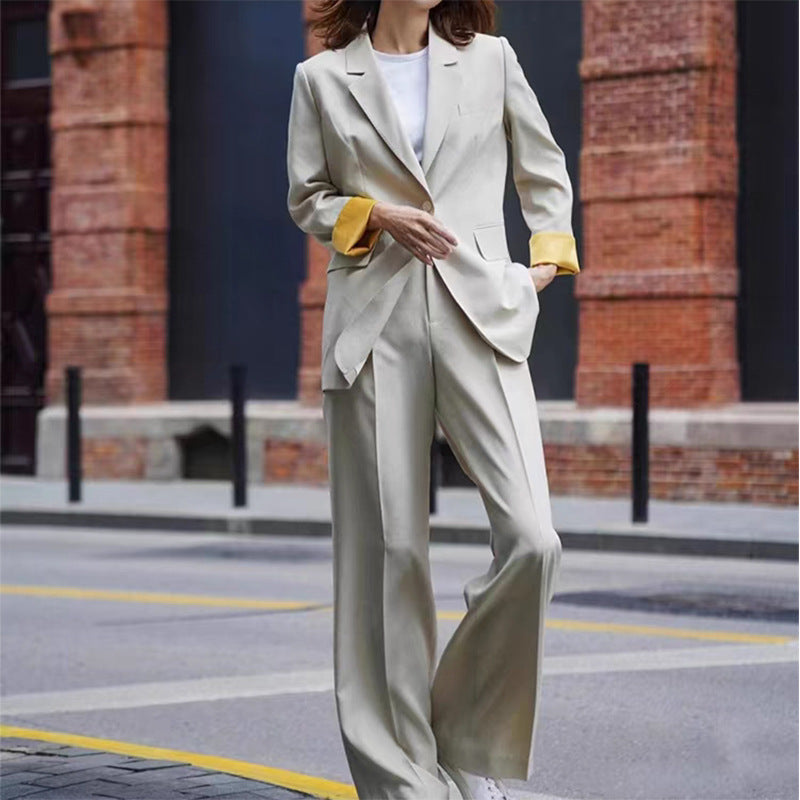 Women Tailored Wide Leg Blazer and Pants Set