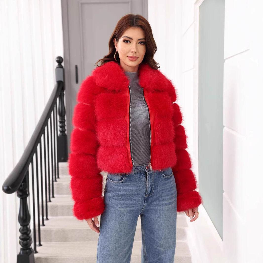 Ladies Fashion Faux Fur Winter Jacket