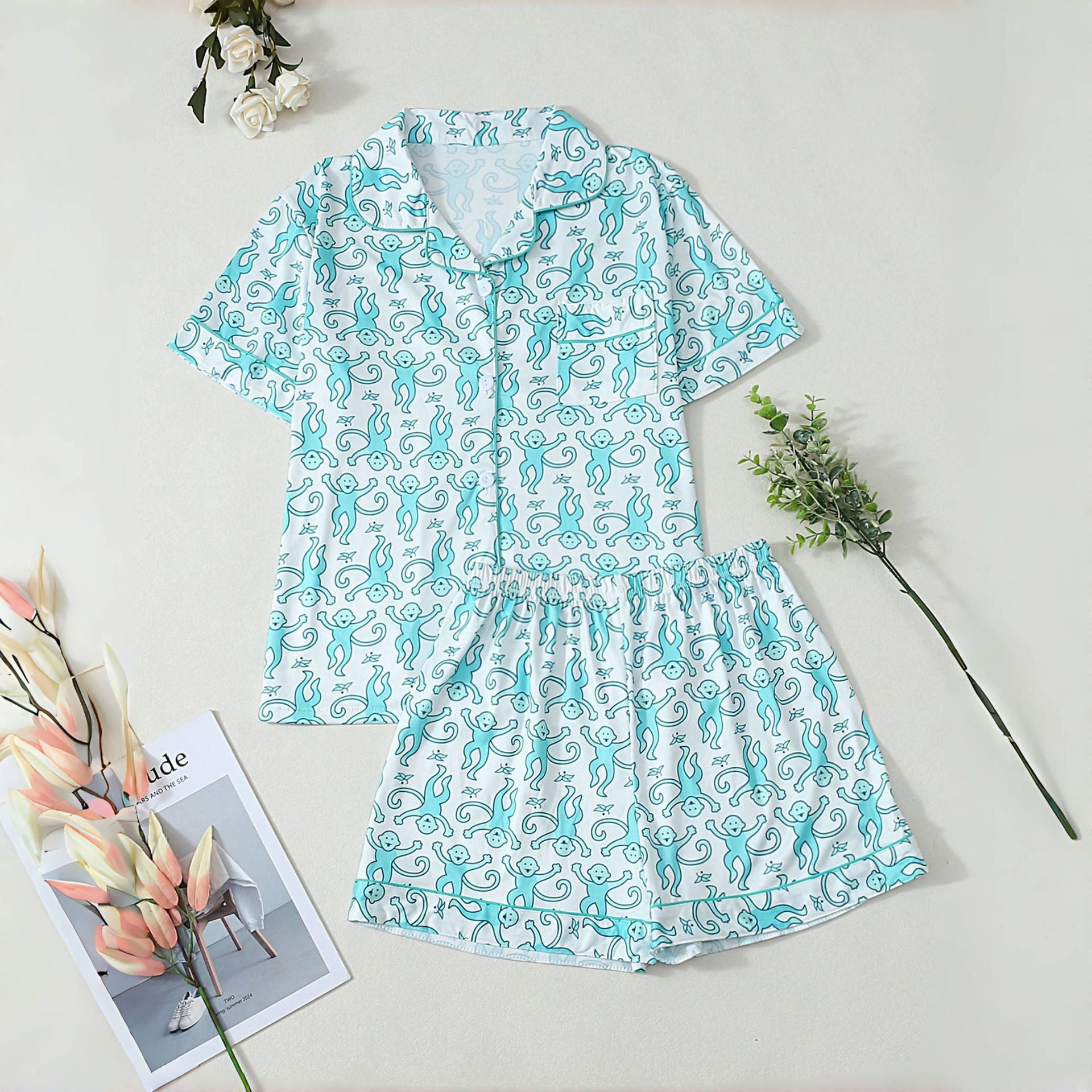 Women's Pajama Set with Playful Animal Pattern