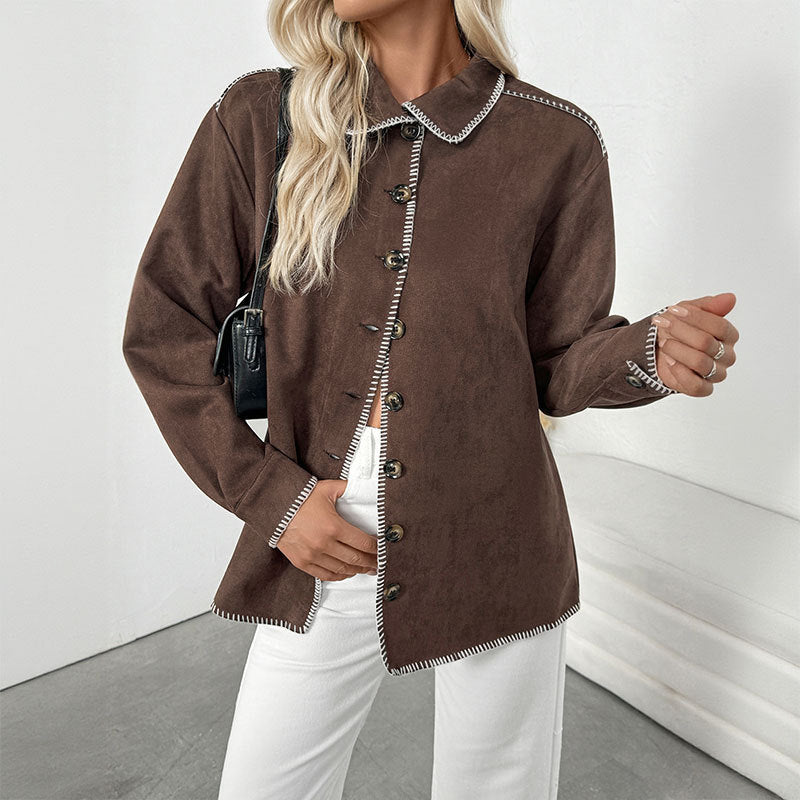 Women's casual overshirt jacket with contrasting seams