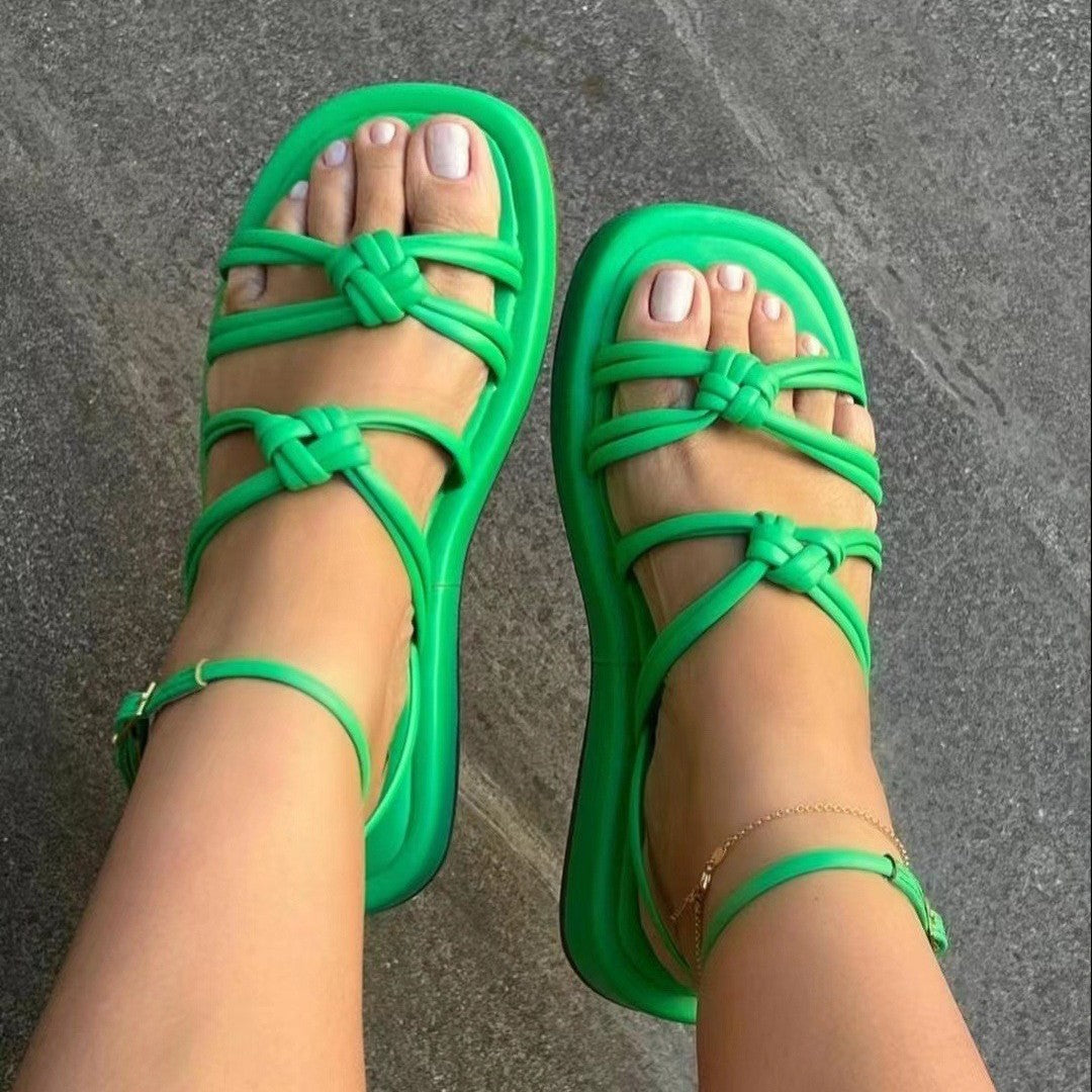 Women's sandals with innovative knot design and non-slip sole