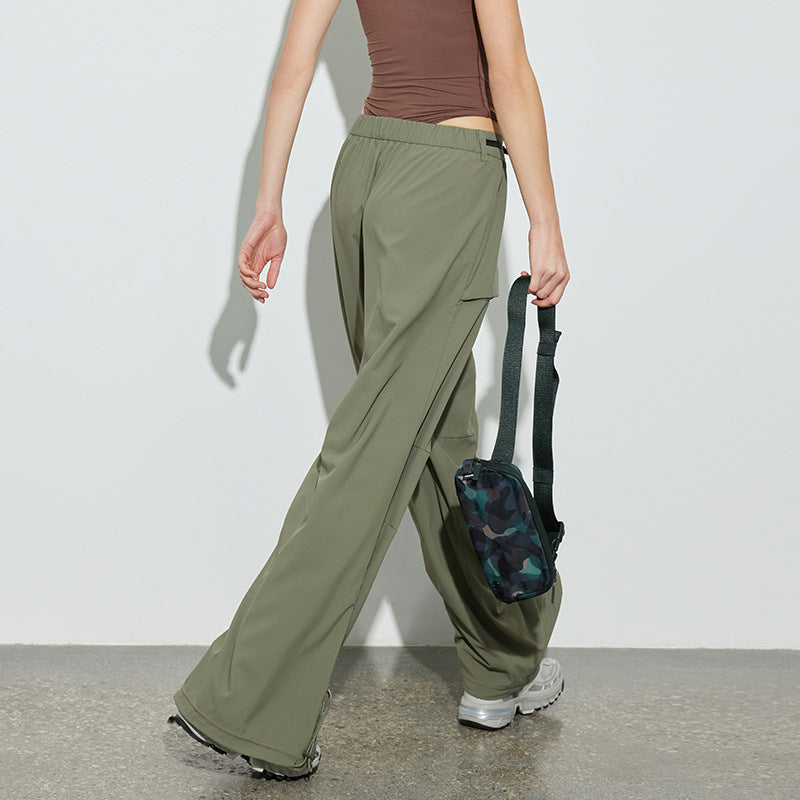 Women's casual cargo pants with adjustable waistband and practical side pockets