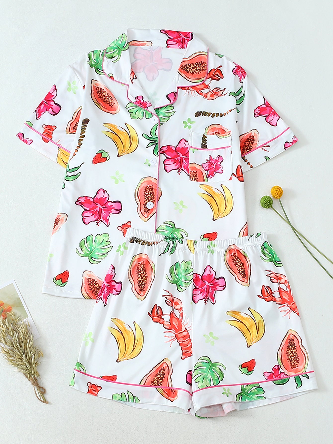 Women's pajama set with cheerful watermelon pattern
