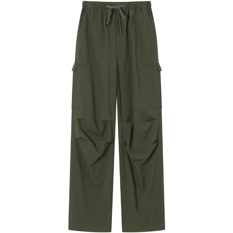 Women's Fashion Cargo Pants with Elastic Waistband and Practical Side Pockets