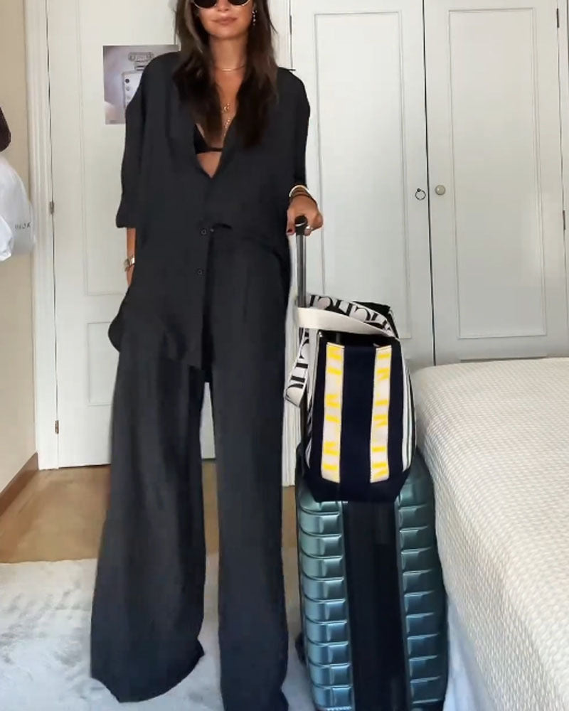 Women's Oversized Linen Suit with Casual Cut
