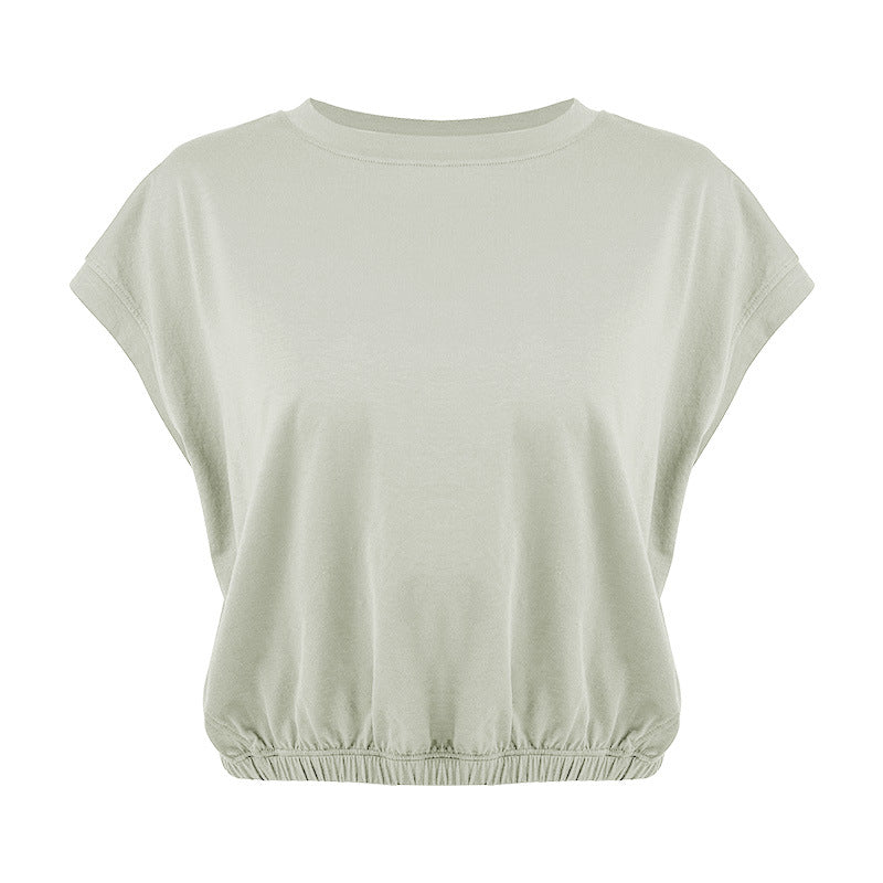Women's casual T-shirt with elastic