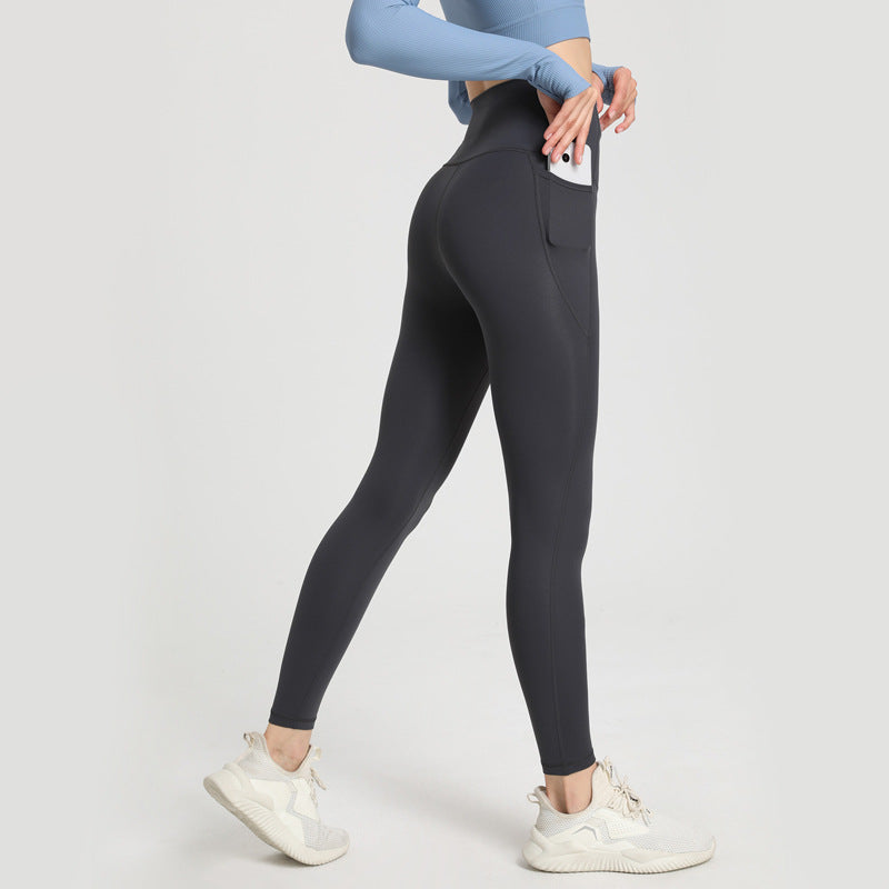 Women's High-Waisted Sports Leggings with Practical Pockets