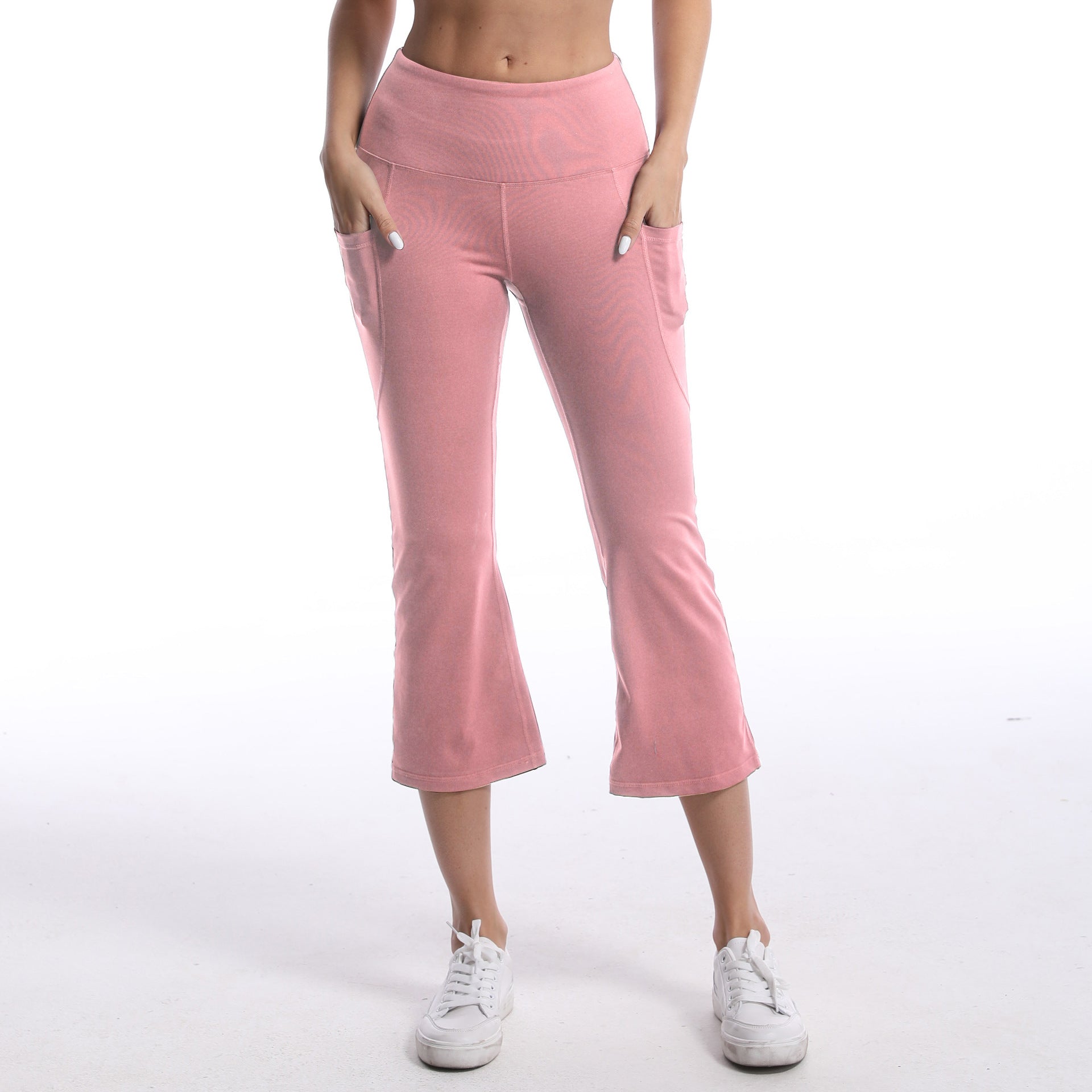 Ladies Flared Yoga Pants with High Waist and Practical Side Pockets