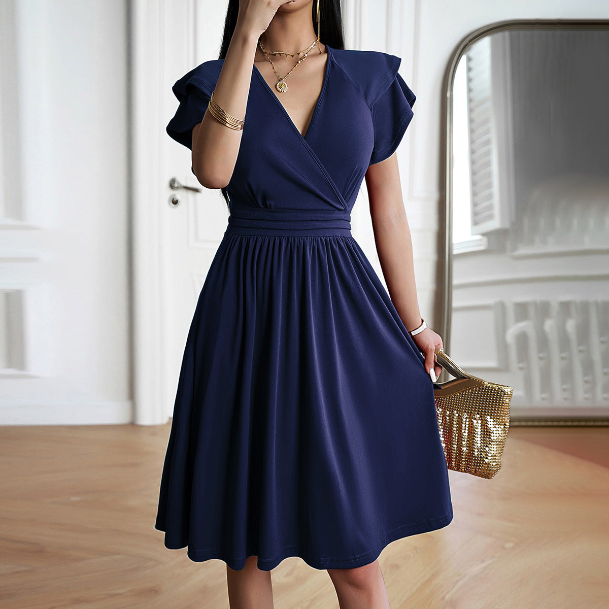 V-Neck Short Sleeve Dress