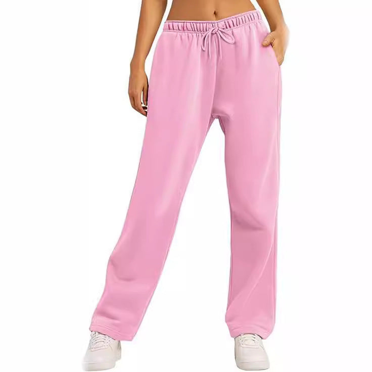 Ladies Comfortable Leisure Pants with Elastic Waistband and Side Pockets