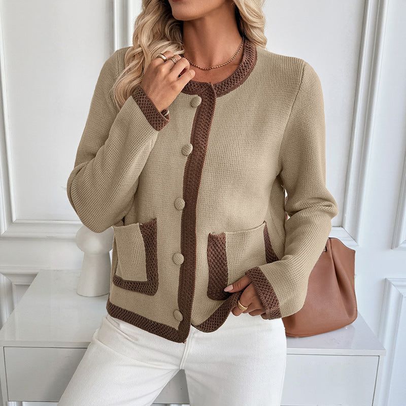 Women's cardigan with decorative button details and practical pockets