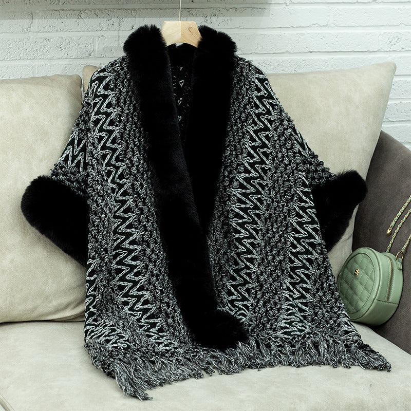 Women's Cozy Cardigan with Luxurious Faux Fur Trim